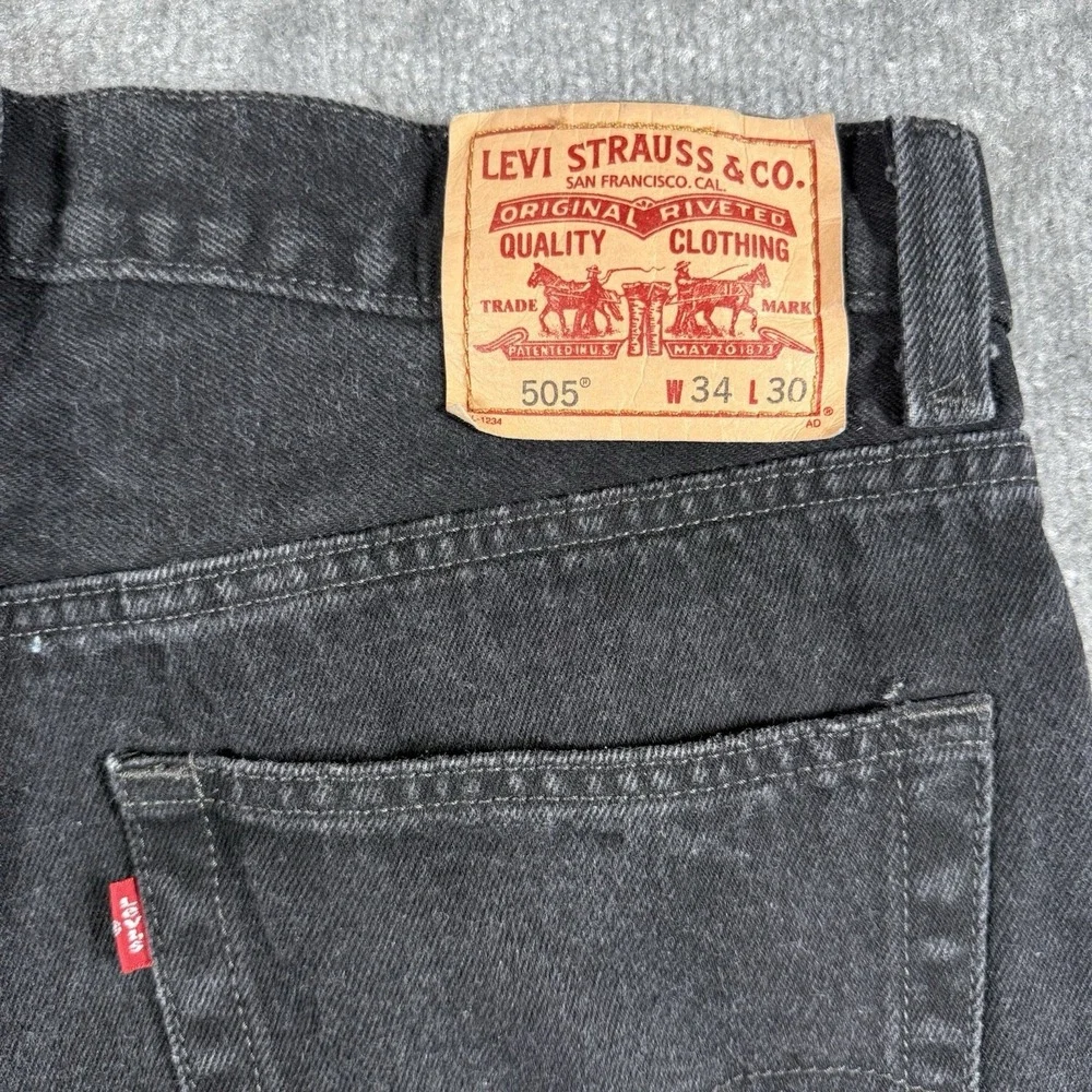 Y2K Levi's 505 Jeans Men's 34x30 Black Denim‎ Straight Leg